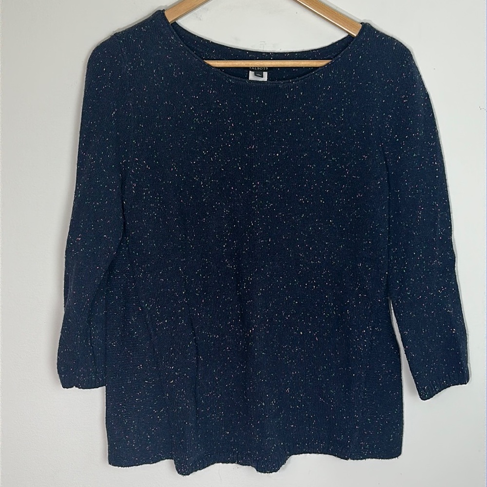Talbots wool blended Spotted colorful design navy blue women’s sweater size M